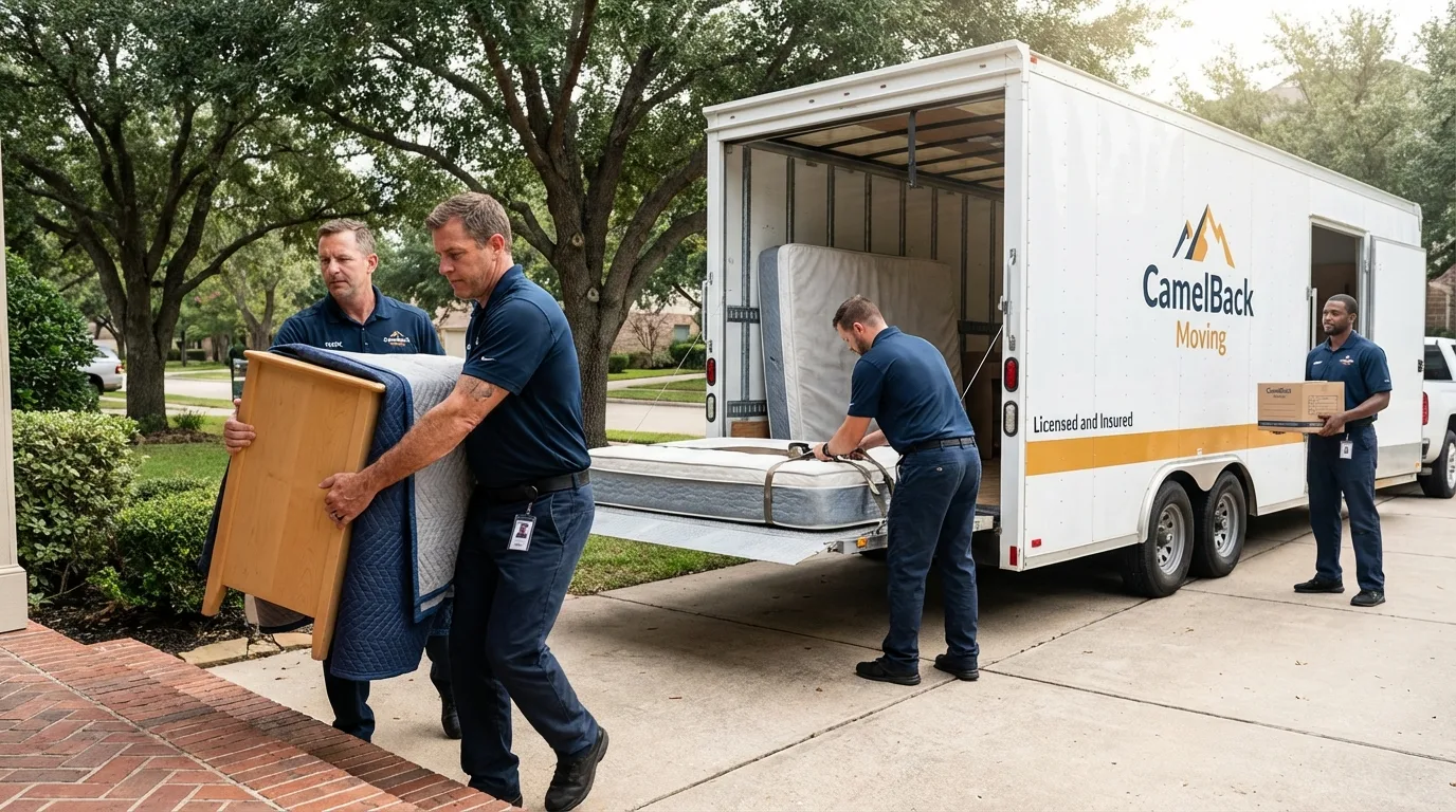 Crew loading residential truck for cross-state move from West Point, GA
